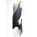 MORPHEW COLLECTION Grey Ombré Silk Chiffon Deconstructed Bias Flapper Style Cocktail Dress With Swarovski Crystals