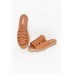 Lola Tan Leather Espadrille Platform Slide