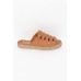 Lola Tan Leather Espadrille Platform Slide