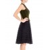 MORPHEW ATELIER Black & Green Silk Cotton Velvet Dress With Ruffled Tulle Skirt